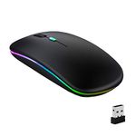 GeekerChip Rechargeable Wireless Mouse, Bluetooth Mouse, Two Modes (BT 5.1 + 2.4G Wireless), Ultra-Thin/Silent (800-1200-1600), with USB cable, Wireless Mouse for PC/Tablet/Laptop(Black)