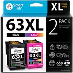 Smart Ink Remanufactured Ink Cartridge Replacement for HP 63 XL 63XL (Black & Color 2 Combo Pack) use with Deskjet 1110 1112 2130 3630 3632 Envy 4510 4516 4520 4522 4525 Officejet 3830 4650 4655 5220