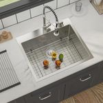 Drop In Kitchen Sink 25 x 22 Inch - Lepuday Handmade Stainless Steel Sink 16 Gauge Single Bowl Over Counter Sink 25 Topmount Kitchen Sinks for Kitchen Laundry Utility Room