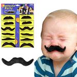 Prokart Fake Mustaches, Mexican Mustache, Handlebar Mustache, Black Color Self Adhesive Mustaches for Masquerade Party, Holi & Performance 12pcs in a Pack