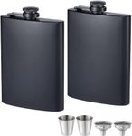 Store2508 Stainless Steel Hip Flask with Funnel & Shot Glass Matte Finish, 8 Oz (236ml) (Black 2 Sets)