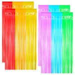 4Pcs Rainbow Tinsel Curtain, 3.3ft x 6.5ft Rainbow Foil Fringe Curtains Party Decorations Photo Props Backdrop, Tinsel Metallic Streamers Backdrop Glitter Streamers for Party Wedding Birthday Disco