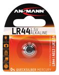 ANSMANN LR44 Coin Battery [Pack of 1] Alkaline 1.5V Button Cell Ideal for Small LED Flashlights, Digital Thermometers, Calculators, Cameras, Watches, Clocks, Toys, Multimeters, and Laser Pointers