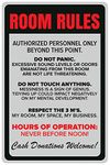 Inephos Laminated Vinyl Print, Room Rules Funny Poster (24 X 36-inch, Large, Grey)