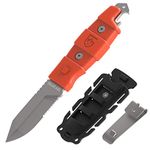 GEAR AID Buri Drop Point Knife with Sheath, Orange, 3” Blade