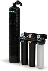 PRO+AQUA Elite Whole House Water Filter 3 Stage Well Water Filtration System w/Gauges, PR Button, 1” Ports, Filter Set (10 GPM Salt-Free Bundle)