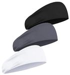 Workout Sweat Bands Headbands for Men Women Sport Non-Slip Head Band,Moisture Wicking Hairband, Long Hair, Quick Dry, Running, Yoga, Hiking, Tennis, Exercise Fitness Gym (Black Grey White)