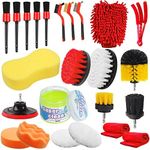 Jaronx 24PCS Car Detailing Drill Brush Kit, Car Detailing Kit, Car Detailing Brush Set (Car Drill Brushes, Car Drill Polishing Pads, Detailing Brushes, Wash Mitt/Sponge, Wire Brushes, Cleaning Gel)…