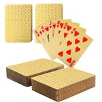 2 Packs Gold Playing Cards - SWINILAYA Waterproof Poker Deck, 52 Cards and 2 Joker Cards for Texas Hold'em, Blackjack, Euchre, Canasta Card Game,Gin Rummy, Baccarat