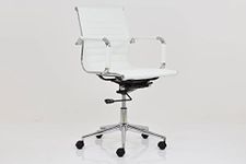 Finch Fox Low Back Faux Leather Office Executive Study Desk Chair in White Color