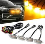 FieryFrost Universal 4 X 4 Daytime Running Light Led Car Grill Raptor Style Emergency Warning Off-Roading Light for All Car/Truck/SUV (Yellow) (Set of 4 Pcs)