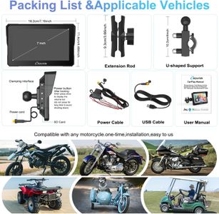 Carpuride W702 Motorcycle GPS CarPlay Screen – 7" Waterproof Touchscreen, Wireless Android Auto, Bluetooth, Navigation