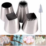 MDLJG Extra large piping tips set, stainless steel round piping tips,star square wide piping tip jumbo piping tips, Cake DecoratingTips for Cupcakes Pastry Fondant Cakes Decorating （5 pcs）