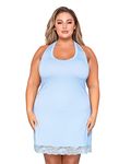 Dreamgirl Women's Jersey Undershirt Chemise, Sky Blue, 3X More