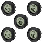 EEEKit 5-Pack LCD Digital Hygrometer Thermometer, Humidity Meter Temperature Gauge for Indoor Greenhouse, Black Round