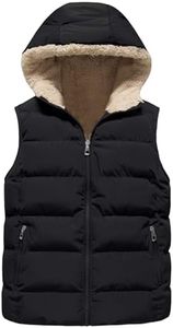 Yimoon Boys Girls Warm Puffer Vest Zip Up Fleece Lined Hooded Vest Kids Winter Waistcoat Outerwear(Black-7Y)