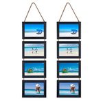 Lavezee 4x6 Hanging Collage Picture Frames Set of 2, Black 8 Opening Horizontal Frame Made to Display 4 x 6 Inch Photo for Wall Decor