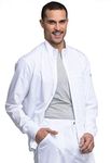 Cherokee Men Warm up Scrub Jacket with Zip Front WW320, S, White