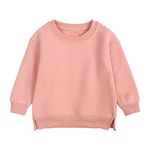 Unisex Kids Sweatshirt Toddler Pullover with Slit Hemline Boys Sweatshirt Girls Sweatshirt Baby Clothes Fall Solid Casual Long Sleeve Tops for Kid (Pink-a, 2-3 Years)