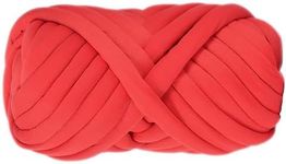 Chunky Yarn for Hand Knitting & Crocheting Chunky Blanket，Soft Bulky Giant Thick Cotton Tube Yarn for Weave Craft Crochet （Red，1.1lbs）