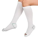 Anti Embolism Compression Stockings, Knee High Unisex Ted Hose Socks 15-20 mmHg Moderate Level, White, L (1 Pair)