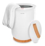 Luxury Towel Warmer Bucket Style - White Large Towel Heater Portable Spa Towel Warmer for Bathroom - Auto Shut Off, Fits Up To Two Oversized Towels - Bathrobe, Towel, Blanket, PJ - SereneLife SLTLW100