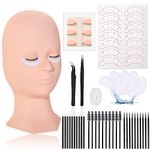 Lash Mannequin Head Practice Kit, Lucomb Eyelash Mannequin Head with Removable Eyelids, Lash Supplies for Lash Extension Training Eyelash Graft Doll Head Makeup (Soft-Touch Rubber Material)