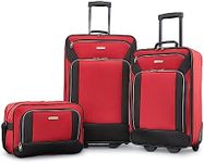 American Tourister Fieldbrook XLT Softside Upright Luggage, Red/Black, 3-Piece Set (BB/21/25), Fieldbrook XLT Softside Upright Luggage