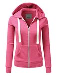 NINEXIS Womens Long Sleeve Zip Up Hoodie Top Color Block Basic Casual Hooded Sweatshirt - Pink - 6X