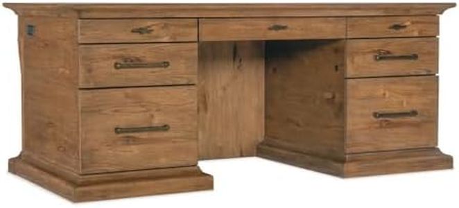 Hooker Furnishings Big Sky Seven-Drawer Executive Desk with Pecky Hickory Veneer for the Executive Office