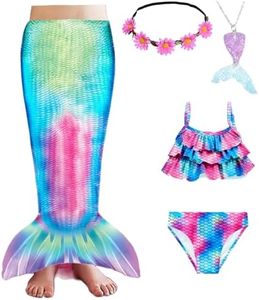 WOPLAY Girls Bathing Suits Swimsuits Bikini with Cover Up Skirt,Swimming Bikini Suit Girls Birthday Gift 3-12 Years (US, Age, 7 Years, 8 Years, CX09PP)