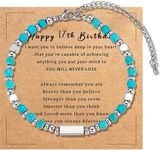 WanBigVa 17 Years Old Girls Birthday Gifts, Tiny Turquoise Beaded Bracelets for Teen Girls Unique Birthday Gifts for Daughter/Granddaughter/Niece/Sister/Friends, 17th, no gemstone, blue-17