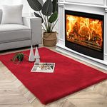 Luxe Home Ruffle Floor Rug Rabbit Fur 1000 Gsm Living Room Foot Mats Anti Skid Water Absorbent Easy Machine Washable Rug for Bedroom | Floor | 3 X 5 Ft | Maroon | Pack of 1