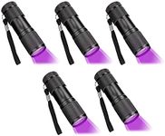 CFIKTE UV LED Flashlight Black Light UV Lights 9 LED Ultraviolet Blacklight Flashlights Pets Urine and Stains Detector on Clothes Carpet Rugs (5 Pack)