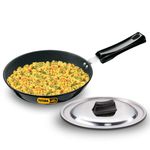 Hawkins Futura 22 cm Frying Pan, Hard Anodised Fry Pan with Stainless Steel Lid, Induction Frying Pan, Small Frying Pan, Black (IAF22S)