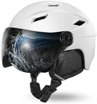 Odoland Ski Helmet with Ski Goggles, Light Weight Snowboard Helmet and 2-in-1 Visor Detachable Goggles Set, Snow Sport Helmets for Men Women,White,M