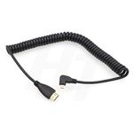 HangTon Micro HDMI to HDMI HDTV Spiral Cable for DSLR Cell Phone Tablet Laptop DV Camera Computer Monitor 4ft Left Angled 90 Degree