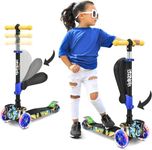 13 Wheeled Scooter for Kids - Stand & Cruise Child/Toddlers Toy Folding Kick Scooters w/Adjustable Height, Anti-Slip Deck, Flashing Wheel Lights, for Boys/Girls 2-12 Year Old - Hurtle