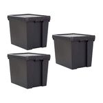 Wham Bam 100% Recycled Super Strong Impact Resistant Black Re-Usable Storage Boxes With Lids 24 Litre 38.5 x 29 x 31.5cm (1 Box)