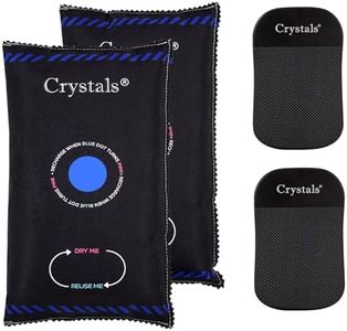 Crystals Pack of 2 x 1KG Reusable Car Dehumidifier, Van Car Caravan Home Moisture Absorber Bag with Anti Slip Pads, Moisture Condensation Absorber Damp Trap Keeps Windscreen Clear - Black