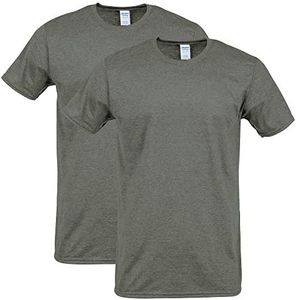 Gildan Unisex-Adult Softstyle Cotton T-Shirt, Style G64000, Multipack, Heather Military (2-Pack), X-Large