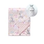 CREVENT Minky Baby Blanket for Girls - Soft Plush Receiving Blanket for Newborns - 30x40 Inches (Unicorn)