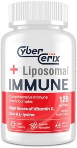 CyberCerix Advanced Liposomal Immune Supplement, Complex with L-Lysine 1,500mg, Vitamins, Minerals & Herbal Extracts, Comprehensive Daily Wellness Blend for Men & Women - 120 Capsules