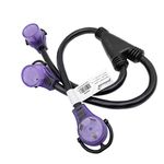 Parkworld 692088T RV 30 AMP Splitter, TT-30P to (2) TT-30R (Black with neon-Light in Ends) Y Adatper Cord