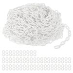 PATIKIL Plastic Chain Links, 200 Foot Safety Chains, White Plastic Chains for Barriers, Crowd Control, Queue Lines, Parking, Fences, Gate, Concerts, and Decoration