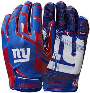 WILSON NFL Stretch Fit Football Gloves - New York Giants- Adult (WTF9326NG)