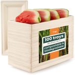 HAAGO - 10" Heavy Duty Sugarcane Bagasse Serving Platter Disposable Trays for Hot & Cold Food, Eco-Friendly Biodegradable and Compostable Plates for Barbecue Party - 26cm x 12cm (200 Pack)