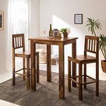 Ramdoot Furniture Solid Sheesham Wood Bar Table Set | 2 Seater High Bar Dining Table and Chair Set | Bar Furniture for Home Living Room, Teak Finish