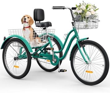 YITAHOME 24 & 26 Inch Adult Tricycle, 1 & 7 Speed 3 Wheel Bikes, Large Seat with Backrest Trike for Adults with Front & Rear Baskets, Cruiser Bike for Seniors Women Men Commute Picnic Outdoor