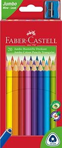 Faber-Castell Junior Triangular Colour Pencils, Pack of 20 plus sharpener, (16-116538-20)